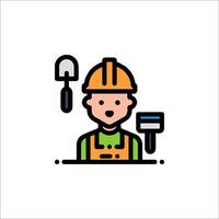 A construction worker with tools and a hammer vector