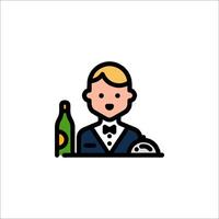 A man in a tuxedo holding a bottle of wine vector