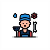 A man with a wrench and a wrench icon vector