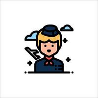A woman in a uniform with a plane in the background vector