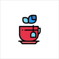 A red cup with a tea bag in it vector