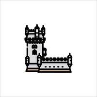A castle icon in black and white on a white background vector