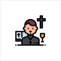A priest holding a glass of wine and a cross vector