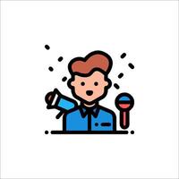 A man with a microphone and a microphone icon vector