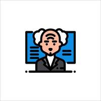 A man in a suit and tie is looking at a computer screen vector