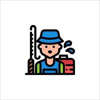A man with a tool in his hand and a hat vector