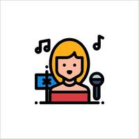 A woman with a microphone and music notes vector