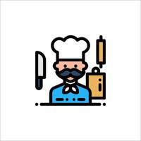 Chef icon with a knife and a chef's hat vector