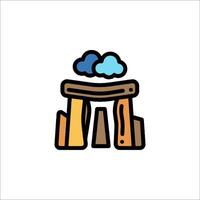 A stone arch with clouds in the sky vector