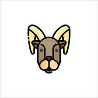 A goat head icon with horns on it vector