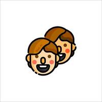 Two people with faces and one with a smile vector