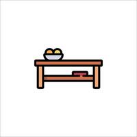 A table with a bowl of fruit on it vector