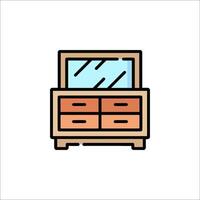 A dresser with drawers and mirror icon vector