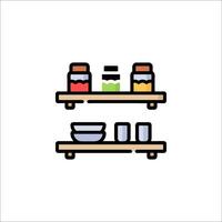 Shelves with jars and other items on them vector