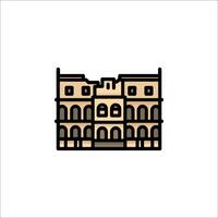 An icon of a building with a clock on it vector