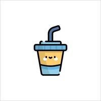 A cup with a straw and a face on it vector