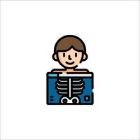 A boy with a skeleton in his chest icon vector