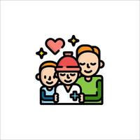 A family with a heart and a red hat vector