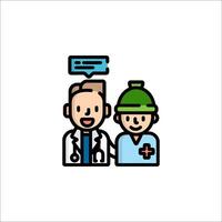 A doctor and patient icon with a speech bubble vector