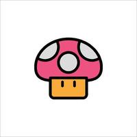 A mushroom icon with a pink and gray color vector