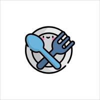 A plate with fork and spoon on it vector