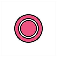 A pink circle with a black line around it vector