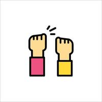 Two hands with fists raised up in the air vector