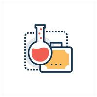 A laboratory flask and a briefcase icon vector