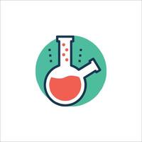 A laboratory flask with a red liquid inside vector