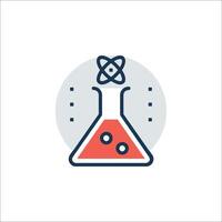 A science lab flask icon with a red and blue color vector