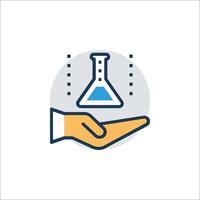 A hand holding a flask with a test tube on it vector