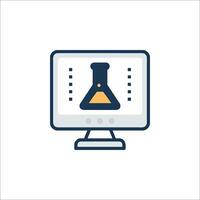 A computer monitor with a flask on it vector