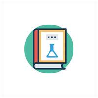 A book with a flask on it and a test tube vector