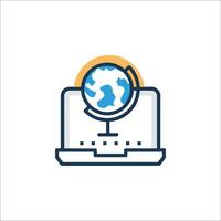 The globe icon on a laptop computer vector