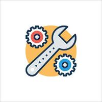 A wrench and gears icon on a white background vector