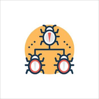 A bug icon with two bugs on top of it vector