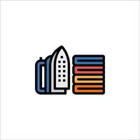 A colorful logo for a building and a stack of books vector