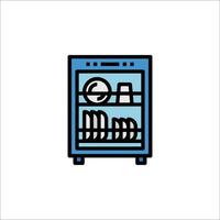 A refrigerator with dishes and plates inside vector