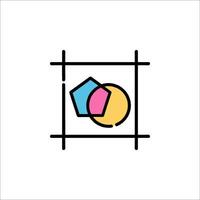 A colorful icon of a cube and a square vector