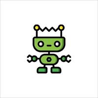 A green robot with a crown on its head vector