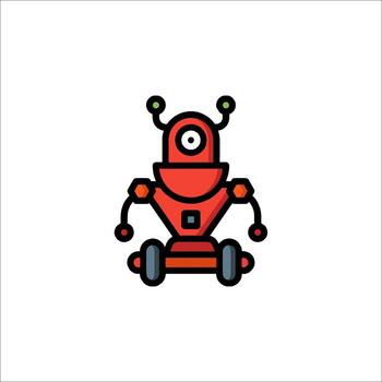 A robot icon with a red face and eyes vector