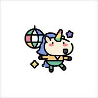 A cartoon unicorn with a disco ball vector