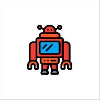 A robot icon with a blue and red background vector