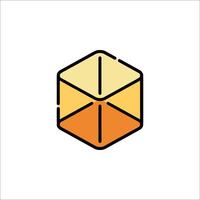 A cube with an orange and yellow outline vector