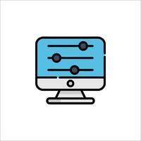 A computer monitor with a blue icon vector