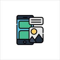 A phone with a photo and a message icon vector
