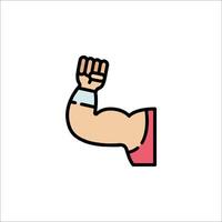 A cartoon arm with a fist raised up in the air vector