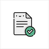 A document with a check mark and a smiley face vector
