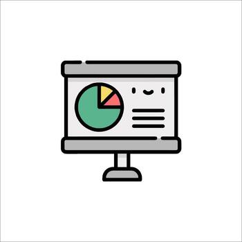 un computadora monitor con un tarta gráfico en eso vector