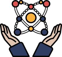 A hand holding a sphere with a string attached to it vector